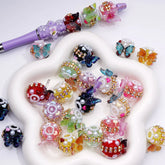 18mm Sugar Heart and Rhinestone Beads(5pcs)